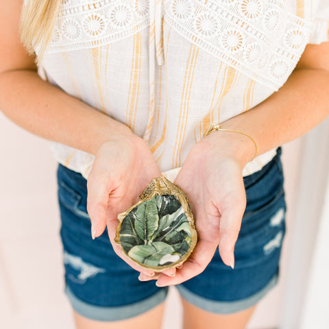 Grit and Grace Banana Leaf Decoupage Oyster Dishes