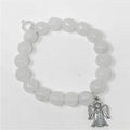 PowerBeads by jen Petites White Jade Silver-Tone Angel Charm Bracelet