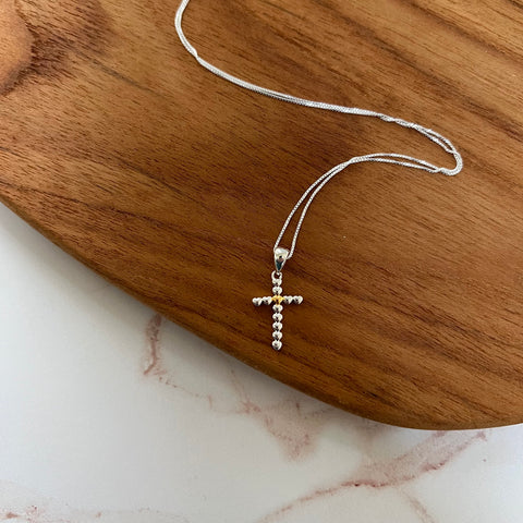 Steven Lavaggi Sterling Silver Petite Love Cross Necklace