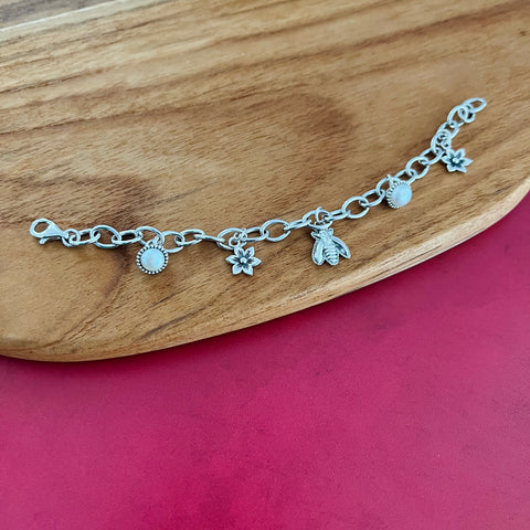 Danny Newfeld Sterling Silver Bee Charm Bracelet