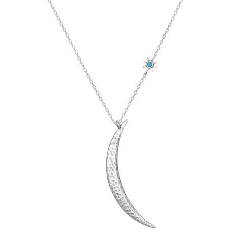 Satya Adjustable Illuminated Path Sterling Silver Moon Necklace