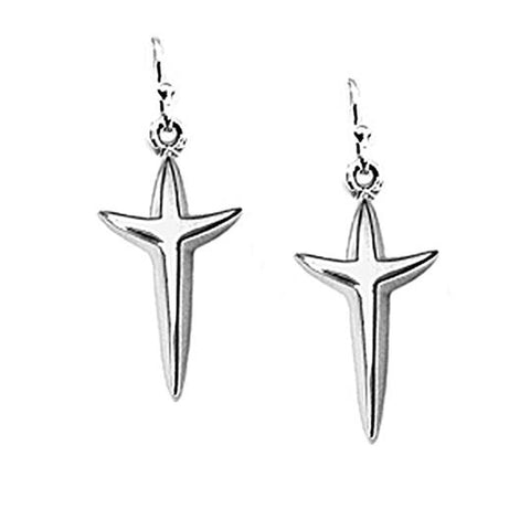 Steven Lavaggi Sterling Silver Petite Uplifting Cross Earrings