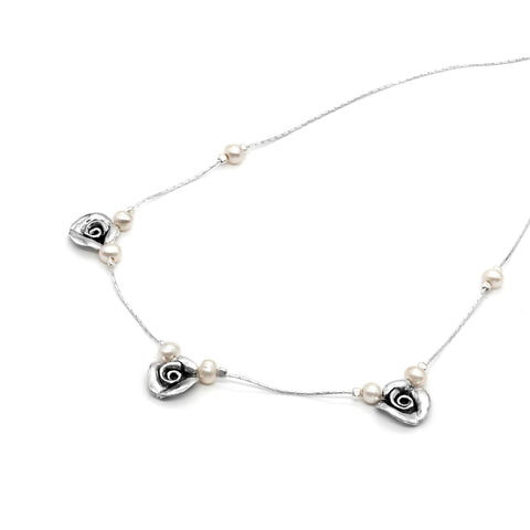 Danny Newfeld Sterling Rose Floral Necklace