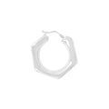 Italian Sterling Silver Polished Electroform Hexagon Hoop Earring
