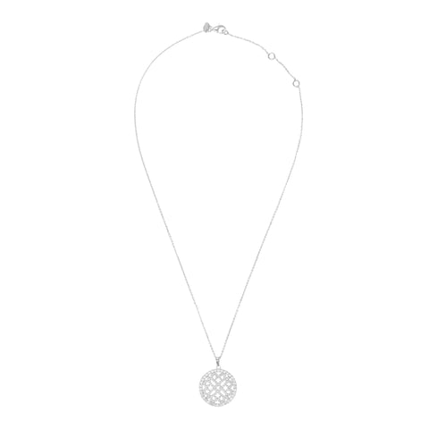 Overview Shot of Italian Sterling Silver Round Geometrical Cubic Zirconia Pendant