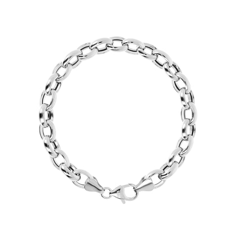 Italian Sterling Silver Oval Rolo Link Bracelet
