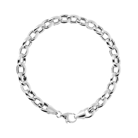 Italian Sterling Silver Oval Rolo Link Bracelet