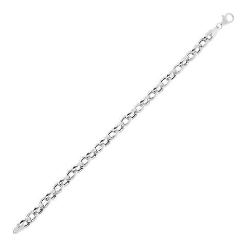 Italian Sterling Silver Oval Rolo Link Bracelet