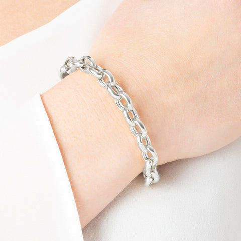 Italian Sterling Silver Oval Rolo Link Bracelet
