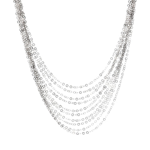 Italian Sterling Silver Diamond-Cut Graduated Multi-Strand Necklace