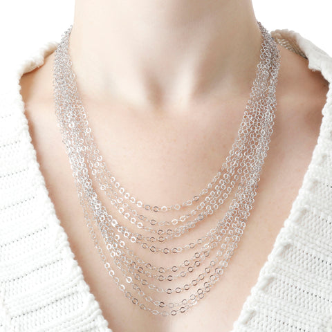 Italian Sterling Silver Diamond-Cut Graduated Multi-Strand Necklace