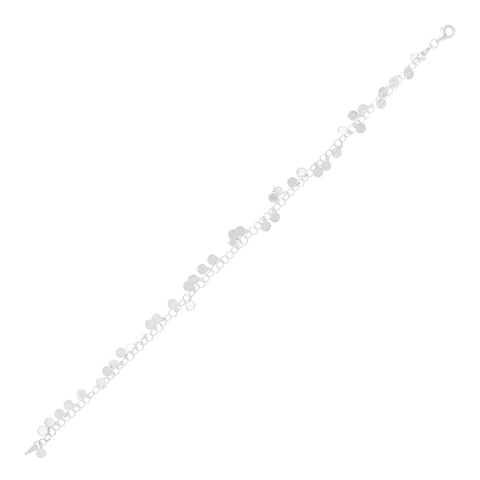 Italian Sterling Silver Rolo Ankle Bracelet with Diamond-Cut Disks