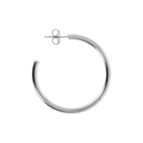 Italian Sterling Silver 1-1/2" Polished Hoop Earrings
