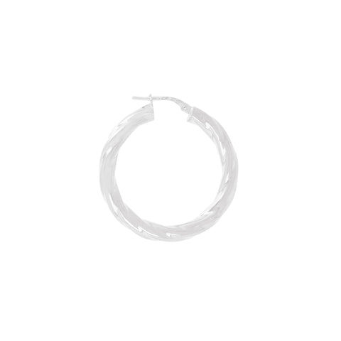Italian Sterling Silver 1-1/4" Polished & Twisted Full-Hoop Earrings