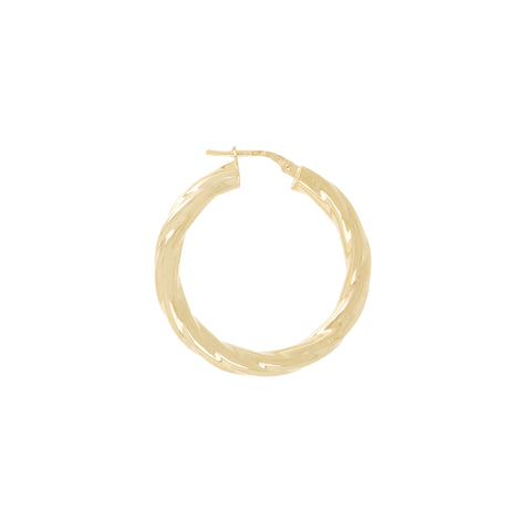 Italian Sterling Silver 1-1/4" Polished & Twisted Full-Hoop Earrings