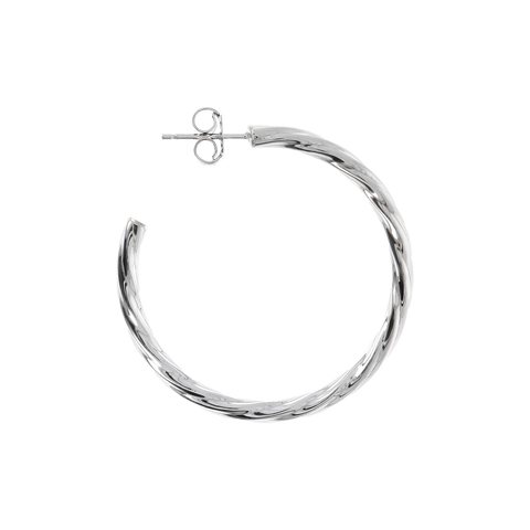 Italian Sterling Silver 1-1/2" Twisted and Polished Hoop Earrings