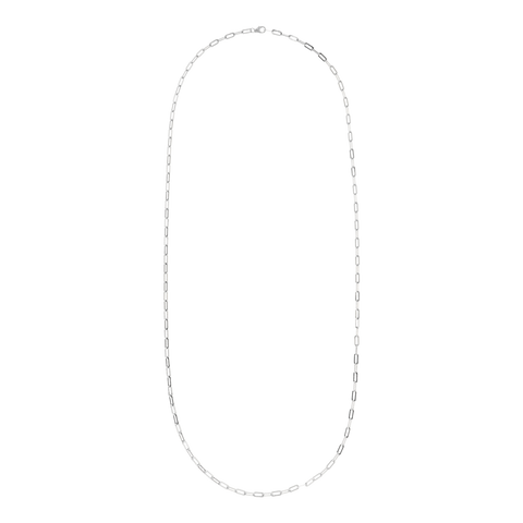 Italian Sterling Silver 36" Petite Paperclip Link Necklace