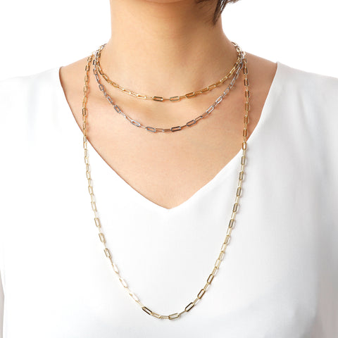 Italian Sterling Silver 18" Petite Paperclip Link Necklace