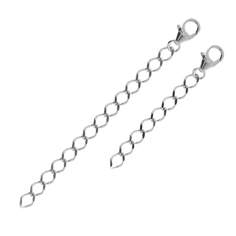 Silver Rhodium Italian Sterling Silver D/C Figaro Chain Extenders