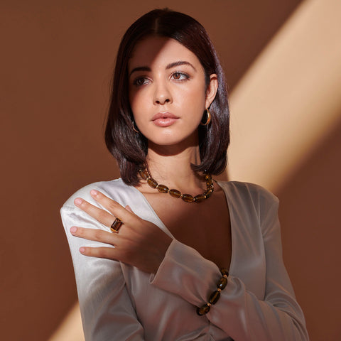 Bellissimo Bronzo Faceted Smoky Quartz Gemstone Bracelet