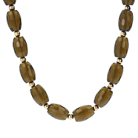 Bellissimo Bronzo Faceted Smoky Quartz Gemstone Necklace
