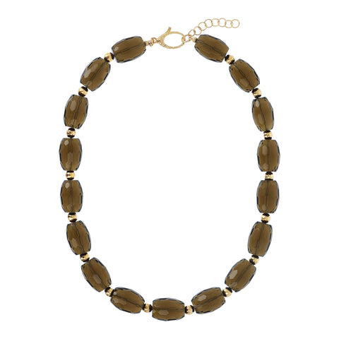 Bellissimo Bronzo Faceted Smoky Quartz Gemstone Necklace