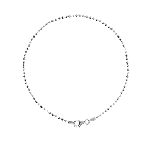 Italian Sterling Silver Diamond-Cut Beaded Ankle Bracelet