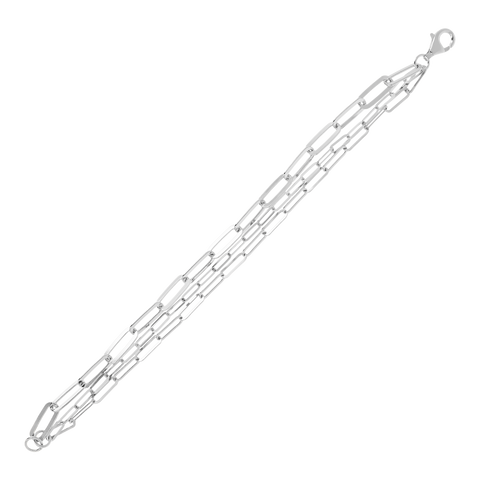 Italian Sterling Silver 8-1/4" Multi-Strand Paperclip Bracelet