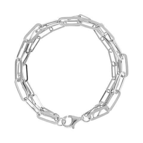 Italian Sterling Silver 8-1/4" Multi-Strand Paperclip Bracelet