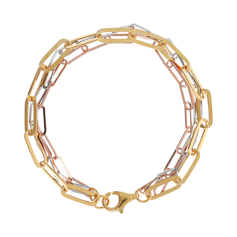 Italian Sterling Silver 8-1/4" Multi-Strand Paperclip Bracelet