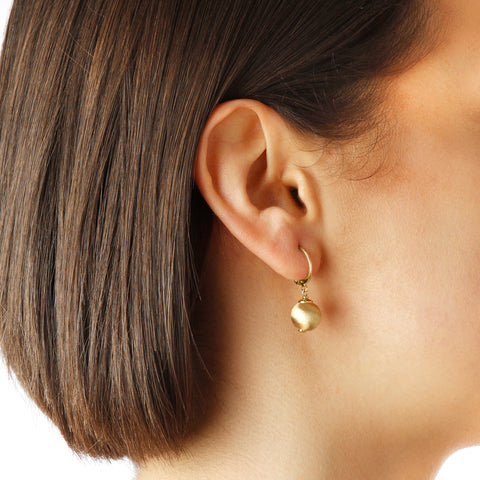 Italian Sterling Silver 10 mm Florentine Satin Bead Lever Back Earrings