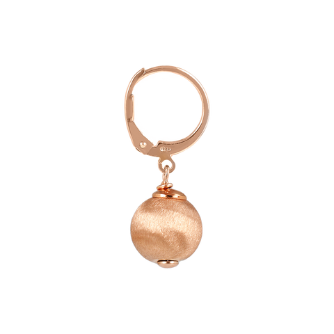 Italian Sterling Silver 10 mm Florentine Satin Bead Lever Back Earrings