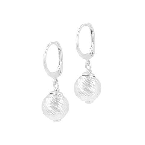 Italian Sterling Silver Diamond-Cut Leverback Earrings