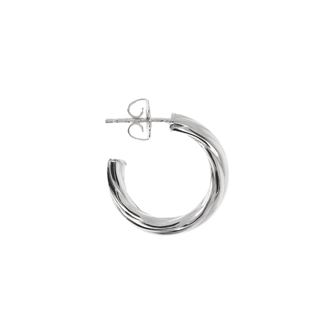 Italian Sterling Silver 3/4" Polished/Twisted Half Hoop Earrings