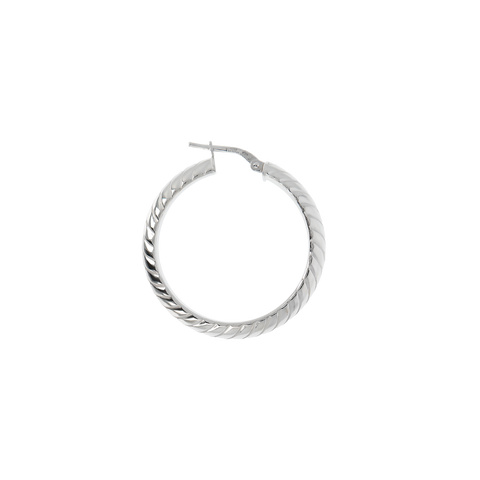 Italian Sterling Silver Twisted Pattern 1-1/4" Hoop Earrings