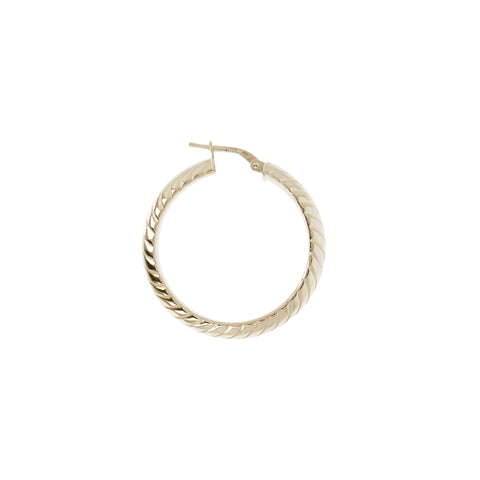 Italian Sterling Silver Twisted Pattern 1-1/4" Hoop Earrings