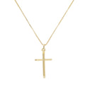Italian Sterling Silver High Polished Yellow-Gold Plated Cross Pendant with Box Chain