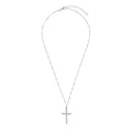 Wide Shot of Italian Sterling Silver Twisted Cross Pendant with Singapore Chain