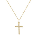 Italian Sterling Silver Yellow-Gold Plated Twisted Cross Pendant with Singapore Chain