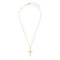 Wide Shot of Italian Sterling Silver Yellow-Gold Plated Twisted Cross Pendant with Singapore Chain