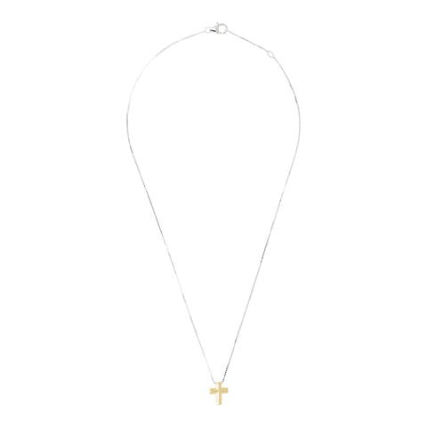 Italian Sterling Silver w/ 18K Yellow Gold-Plate Cross Slide Pendant