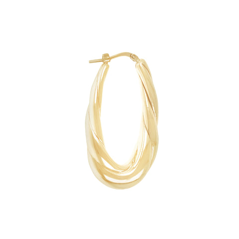 Italian Sterling Silver 1-1/2" Oval Elongated Hoop Earrings