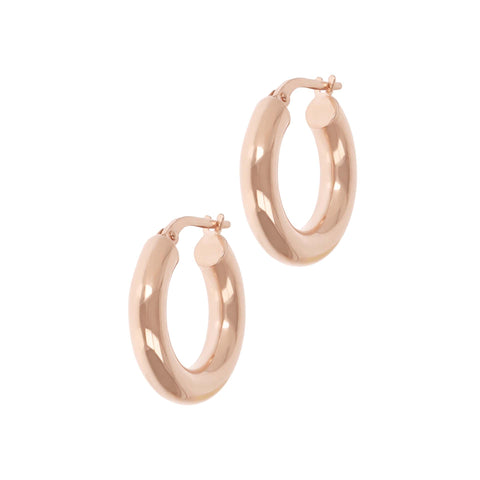 Italian Sterling Silver  18K Rose Gold-Plate 3/4" High-Polished Hoop Earrings