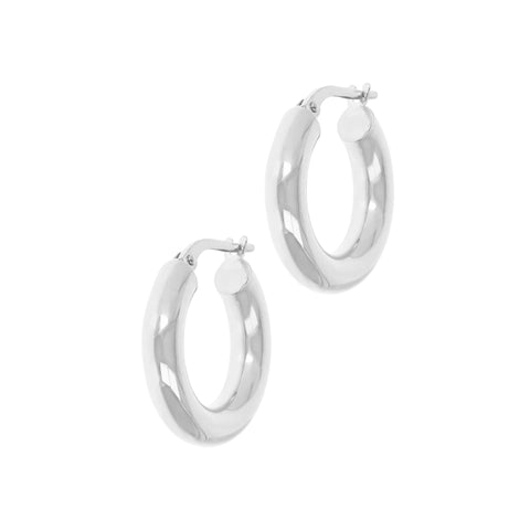 Italian Sterling Silver Rhodium 3/4" High-Polished Hoop Earrings