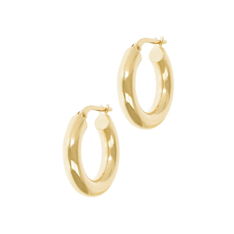 Italian Sterling Silver 18K Yellow Gold-Plate 3/4" High-Polished Hoop Earrings