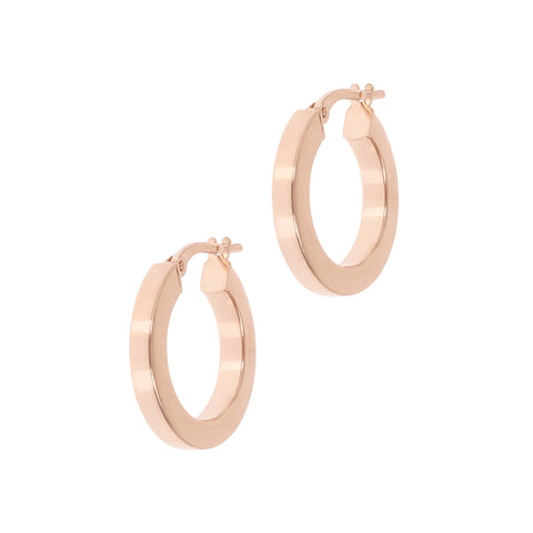 Italian Sterling Silver 3/4" Polished Square Tube Hoop 18K Rose Gold-Plate Earrings