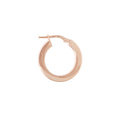 Side Profile of Italian Sterling Silver 3/4" Polished Square Tube Hoop 18K Rose Gold-Plate Earrings