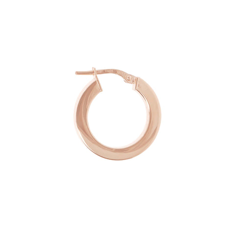 Side Profile of Italian Sterling Silver 3/4" Polished Square Tube Hoop 18K Rose Gold-Plate Earrings