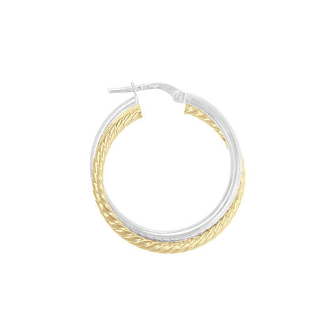 Italian Sterling Silver 1" Double Polished and Twisted Hoop Earrings