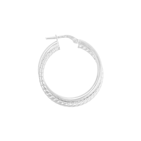 Italian Sterling Silver 1" Double Polished and Twisted Hoop Earrings